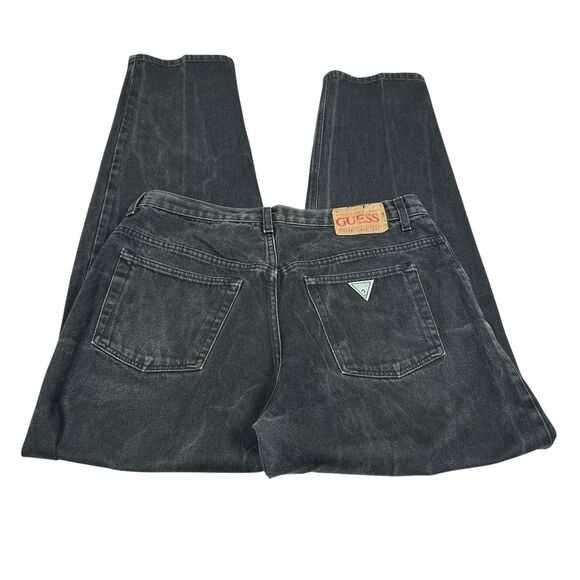 Vintage Guess Jeans Men Pascal Faded Baggy Black Loose Fit Tapered Leg Sz 36x33 - Picture 4 of 13